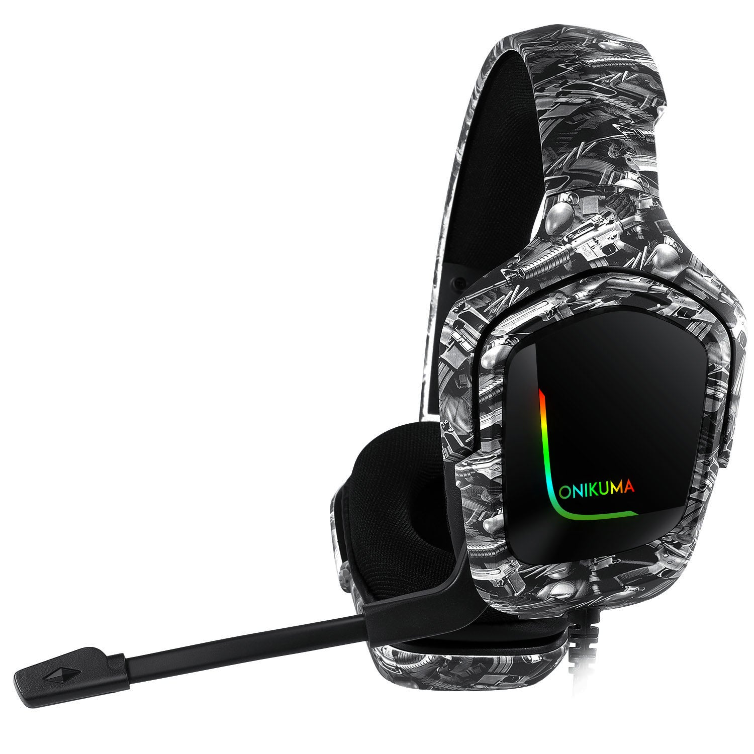ONIKUMA K20 Camouflage Gaming Headset PS4 hovedtelefoner med mikrofon/led lys mørkegrå ONIKUMA K20 Camouflage Gaming Headset PS4 hovedtelefoner med mikrofon/led lys mørkegrå